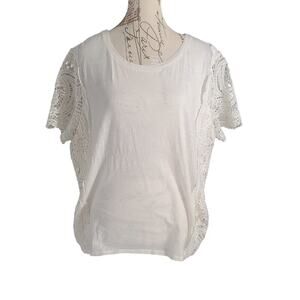 Ann Taylor Loft ladies ivory crochet detail boxy blouse Sz XL feminine coquette
